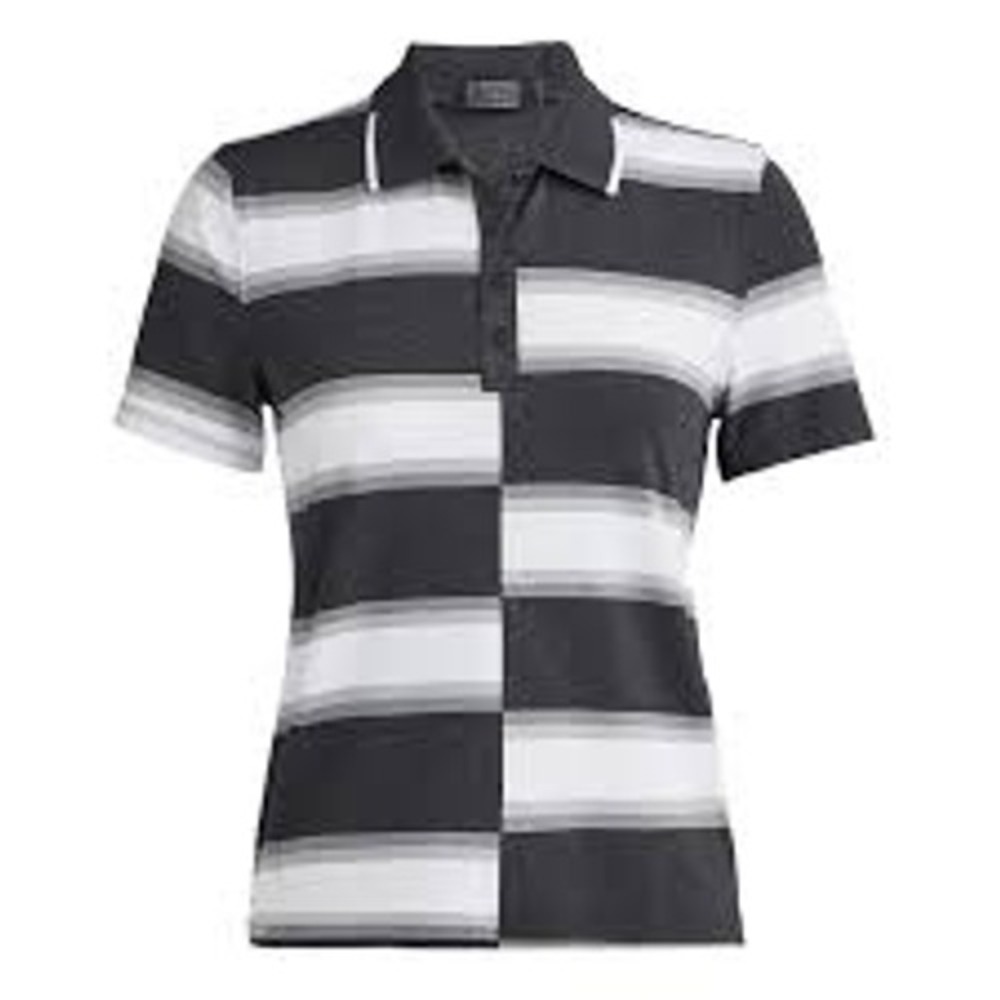 G/FORE Polo Shirt Womens XS Charcoal Grey White Striped Performance Golf Top